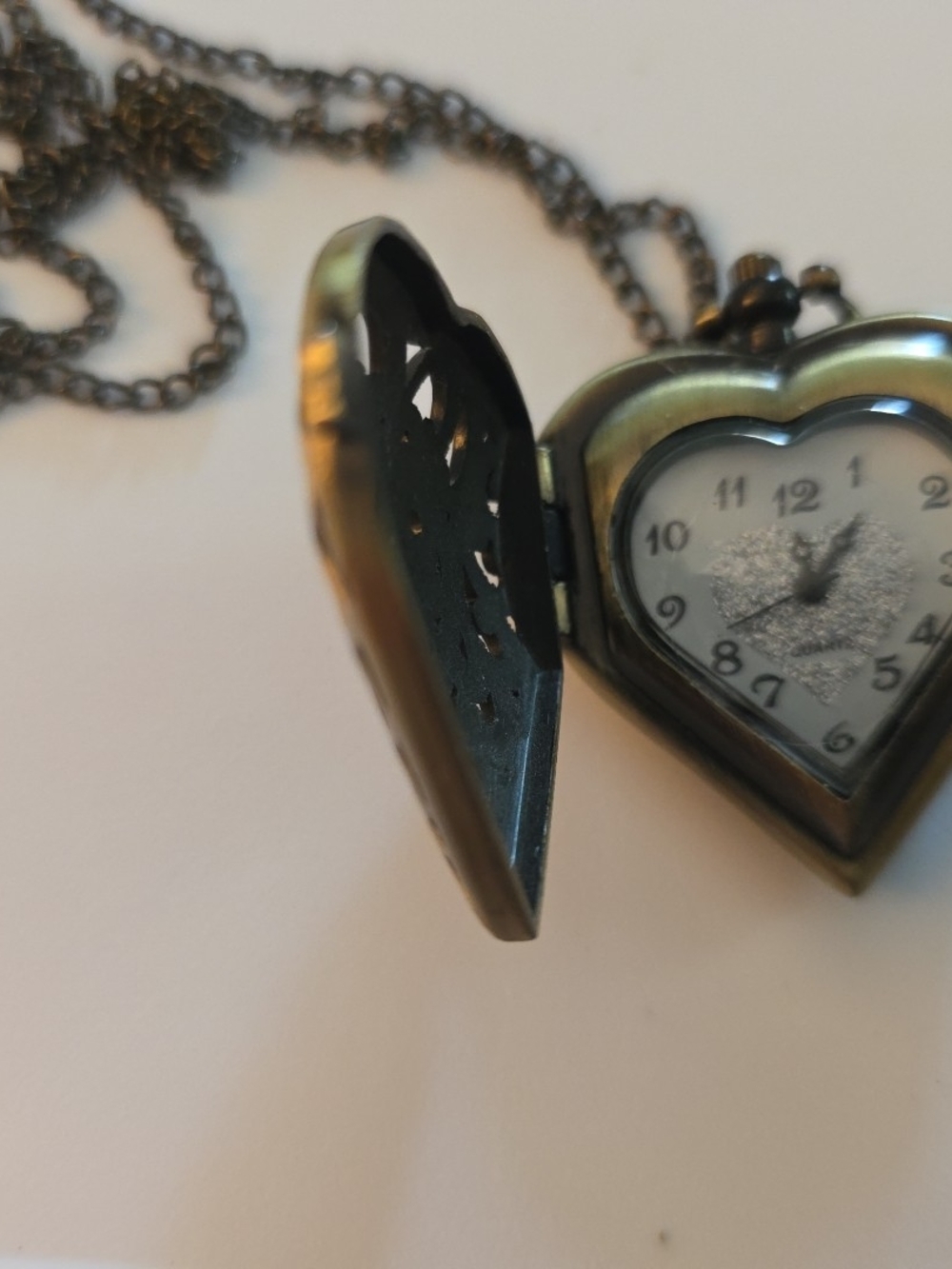 Antique-Style Heart Locket Necklace in Bronze Works### - Picture 3 of 9
